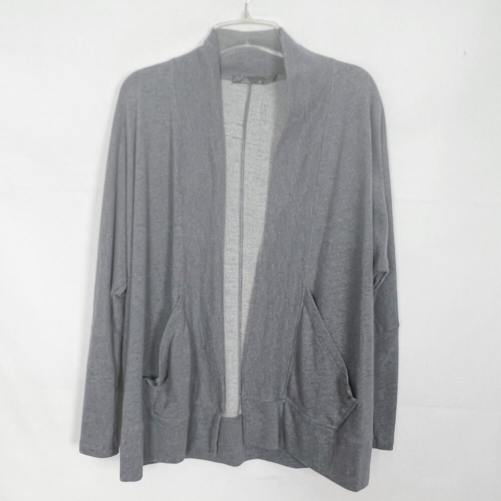 prAna Organic Cotton Blend Open Front Gray Cardigan Sweater Size Medium